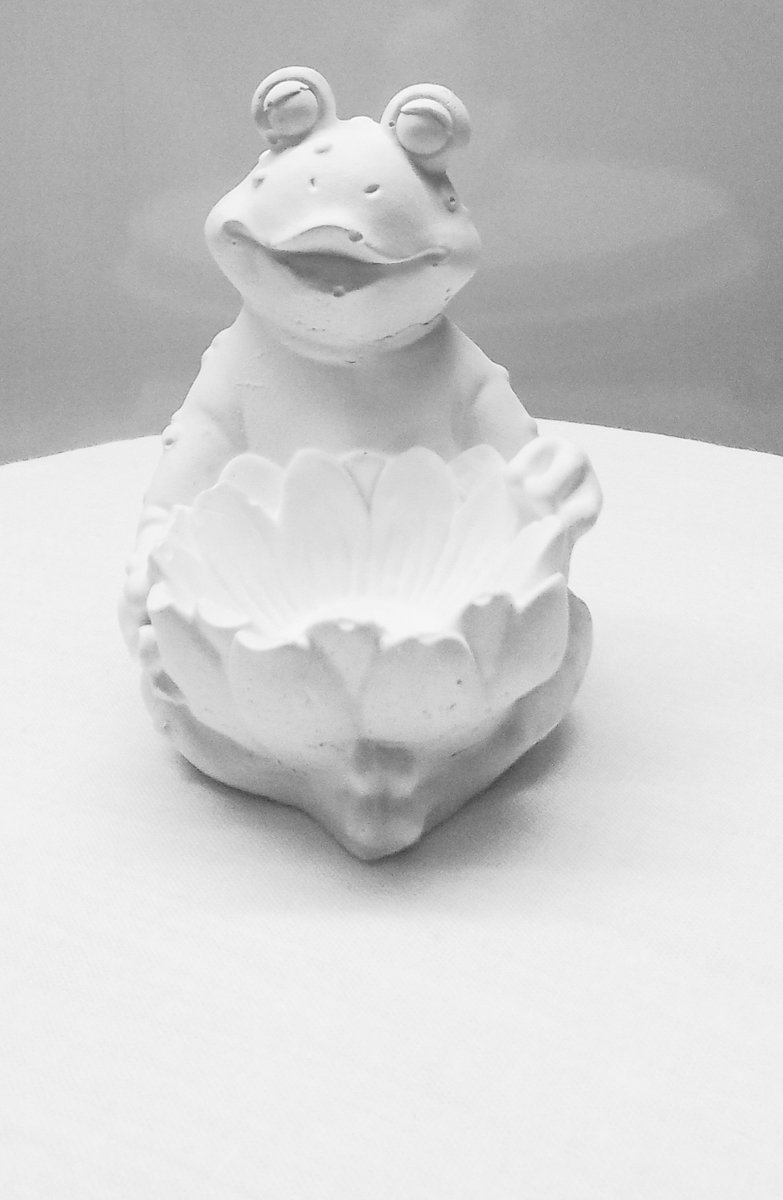 Smiley FROG Relaxte kikker van Porselein Gips 8x20cm 3.0 Oz